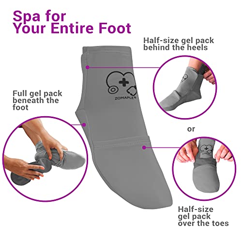 Zomaple Cold Therapy Socks for Feet with 2 Reusable Gel Ice Packs, Cooling Socks for Hot Feet & Swelling Relief, Adjustable Compression Ice Pack Wrap for Plantar Fasciitis, Neuropathy & Foot Pain