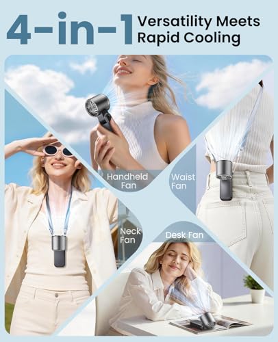 DIGIX Portable Handheld Turbo Fan with Ice Cooling, Rechargeable Personal Fan, Up to 15Hrs Cooling, 100 Speeds 25000RPM Powerful Portable Fan for Travel Outdoor,120° Adjustable, LED Display (Black)