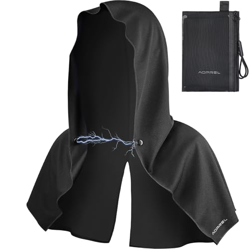 AOPREL Cooling Hoodie Towel Magnetic Lock Towels for Neck and Face UV Protection, Moisture-Wicking for Camping Gym and Yoga