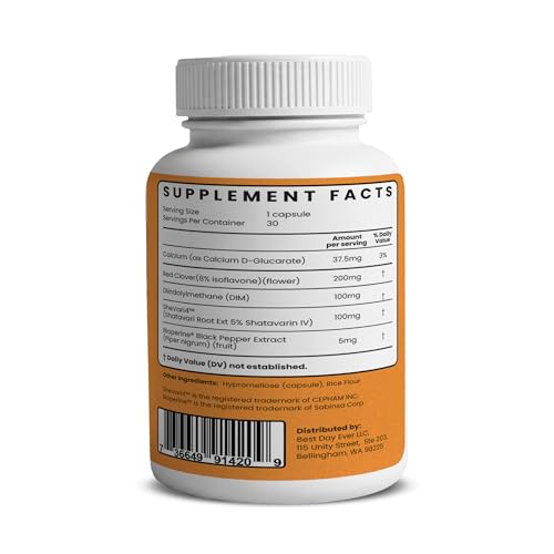 Hormone Balance from Best Age Ever, Menopause Relief Supplement with Shatavari, Red Clover, DIM, and Calcium D-Glucarate, Daily Support for Hot Flashes and Night Sweats