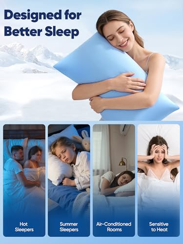 Avolare Cooling Pillow Cases for Hot Sleepers Queen Size Set of 2, Blue | Arc-Chill 3.0 Cooling Tech(Q-Max>0.5), Breathable&Stretchy Fabric, Softer Than Silk, Zipper,suitable for Night Sweats