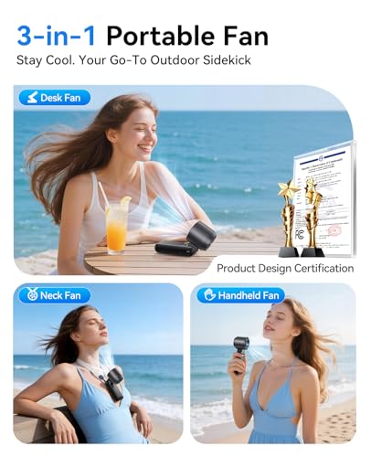 DIGIX Foldable Handheld Fan, 120° Rotation, USB Rechargeable, Turbo Airflow | 100-Speed Personal Cooling Fan with LED Display. Lightweight & Compact for Travel, Beach, Camping, Outdoor & Makeup, Black
