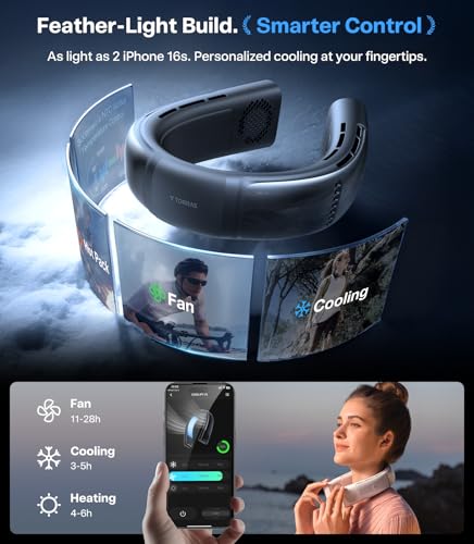 TORRAS COOLiFY 2S Lite Neck Air Conditioner | Neck Fan, Lightweight & Comfortable, Hands-Free Wearable AC for Commute, Work, Travel. Black