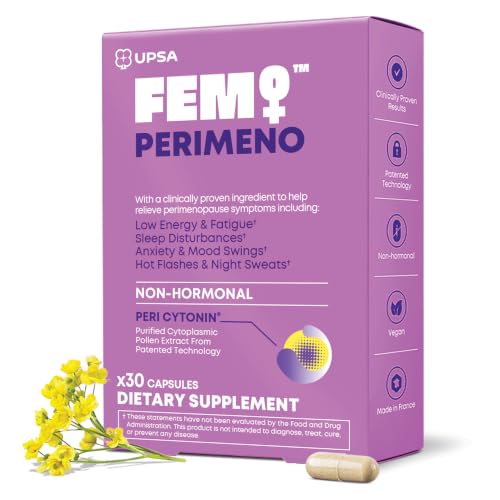 Upsa FEM Perimeno Perimenopause Supplements for Women - Non-Hormonal Pre-Menopause Support for Hot Flashes, Night Sweats, Mood, Sleep & Low Energy - Hormone Balance, Anxiety Relief - 30 Capsules