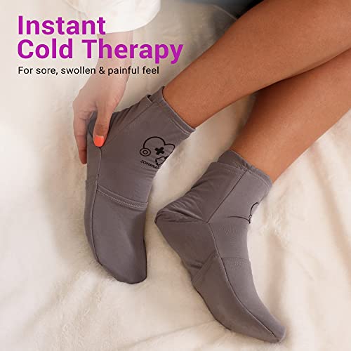Zomaple Cold Therapy Socks for Feet with 2 Reusable Gel Ice Packs, Cooling Socks for Hot Feet & Swelling Relief, Adjustable Compression Ice Pack Wrap for Plantar Fasciitis, Neuropathy & Foot Pain