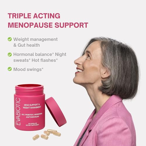 Complete Menopause Vitamins and Weight Management Supplements for Women | Ashwaghanda Probiotics ACV for Weight Management Hot Flashes Night Sweats Bloat, Hormone Balance Vegan 60 Caps Non-GMO