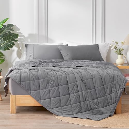 Cozy Bliss Cooling Blanket for Hot Sleepers Queen Size, Q-Max 0.45 Cooling Comfort, Cold Blankets for Night Sweats Sleeping, Ultra-Cool Lightweight Breathable Blanket for Bed, Glacial Grey
