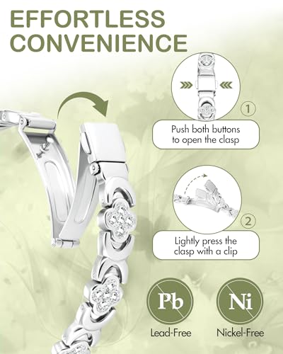 Feraco Pure Copper Bracelets for Women, Ultra Strength Magnetic Bracelet | Neodymium Magnets & Sparkling Cubic Zirconia, Adjustable, Infinite Clover Jewelry