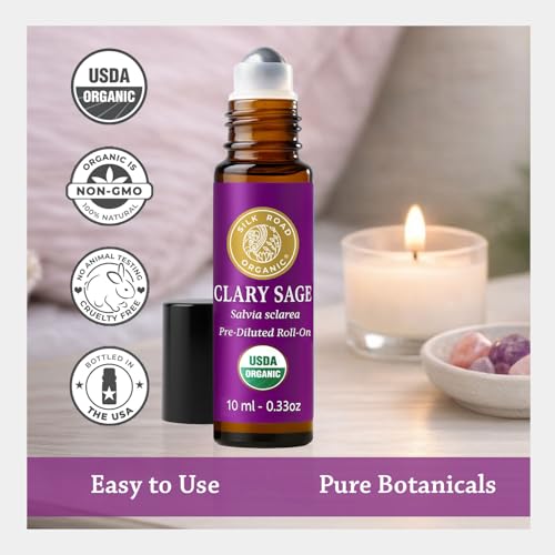 Silk Organic Clary Sage Essential Oil Women’s Roll-On, USDA Certified