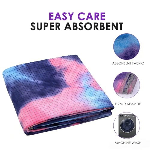 3 Pack Yoga Towel, Hot Yoga Mat Towel, Hot Yoga Towel with Grip Dots Sweat | Non-Slip Hot Yoga Towel Set, Absorbent Non-Slip, Pilates and Workout Lightweight Travel-Friendly 24" x72"