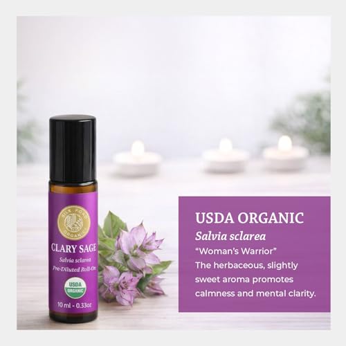 Silk Organic Clary Sage Essential Oil Women’s Roll-On, USDA Certified