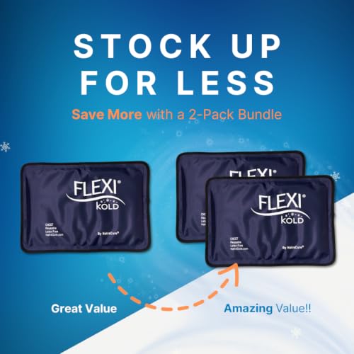 FlexiKold Gel Soft Flexible Ice Packs for Injuries - Reusable Freezer Cold Pack, Cold Compress & Cooling Gel Pad for Face, Shoulder, Hip, Leg, Arm, Ankle & Foot Injury - Medium - 7.5” x 11”