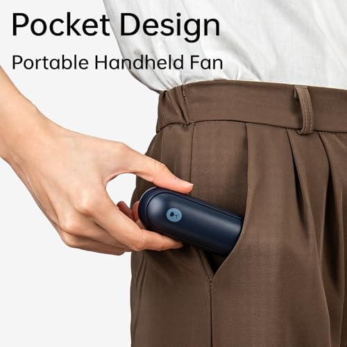 JISULIFE Portable Handheld Fan, 3 In 1-Fan, Power Bank, Flashlight, Blue | Mini Cooling Essential for Outdoor, Small, On-the-Go Pocket Hand Design, 19 Hours, Auto Shut-Off Safety Soft Blade