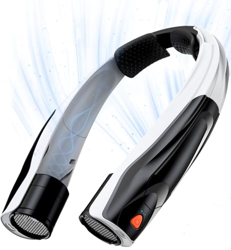 Max 21 mph Powerful Cooling Airflow Neck Fan: 6-Speed 6000mAh 8-20H Runtime | 360° Airflow Coverage for Full Neck & Face Cooling - Hands-Free Wearable Fan for Outdoor Travel Hiking Hot Flashes -Black