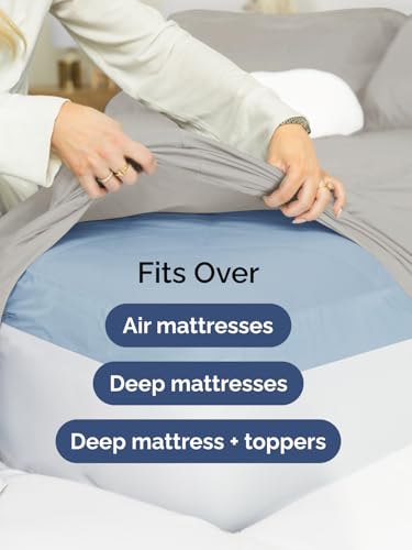 CGK Extra Deep Queen Sheet Set - 6pc Cooling Sheets - Light Grey