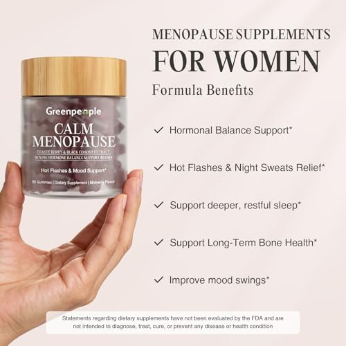 GREENPEOPLE Menopause Supplements for Women Gummies - 16-in-1 Dual Action Menopause Relief W/Black Cohosh, Vitex, Beef Organs for Hormone Balance, Hot Flashes, Night Sweats & Mood, 60 CT (2 Packs)