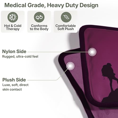 Flexible Hot and Cold Gel Pack Medium 8" x 12", 2 Pack | Reusable soft gel ice pack for injuries, muscle recovery, dual-sided plush, medical grade for ankle, arm, foot, leg, purple