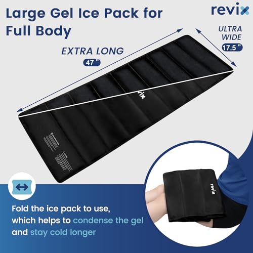 REVIX Extra Large Ice Pack for Back, Full Body Gel Packs Reusable | XXL Cold Pack for Entire Back Relief, Cold Compress for Chemo Shoulder, Hip & Leg Swelling, Muscle Soreness, 47 x 17.5"