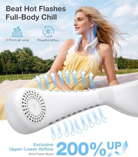 TORRAS COOLiFY Air 2026 Upgraded Neck Fan Air Conditioner, Dual-Airflow Pro Cooling, Ultra Light Portable Fan Rechargeable, Personal Cooling Fan Travel Essentials, Gift for Dad Father,Ivory White