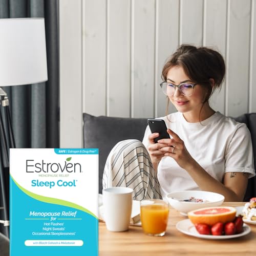 Estroven Sleep Cool for Menopause Relief, 30 Ct, Sleep Support Supplement With Clinically Proven Ingredients to Relieve Menopause Symptoms plus Night Sweats & Hot Flash Relief, Drug-No & Gluten-No
