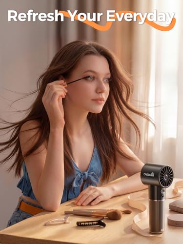 Handheld Portable Fan, 6-Speed Rechargeable Powerful Mini Fan | 5000mAh Battery Up to 15 Hours Runtime, Smart LED Display, Pocket Turbo Personal Fan for Travel, Camping, Makeup