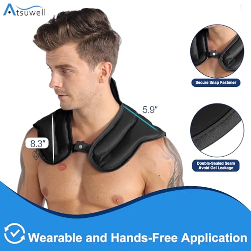 Neck Ice Pack Wrap for Neck & Shoulder Pain Relief, Black | Relief Soreness, Tension & Stiffness, Reusable Gel Cold Therapy, Soft Plush Lining, Hands-Free Wrap for Home, Gym Relaxtion