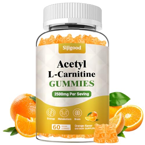 Acetyl L-Carnitine Supplement, Natural Nutrition Supplement for Boost Energy, Immunity, Vegan, Orange Flavor, 60 Count