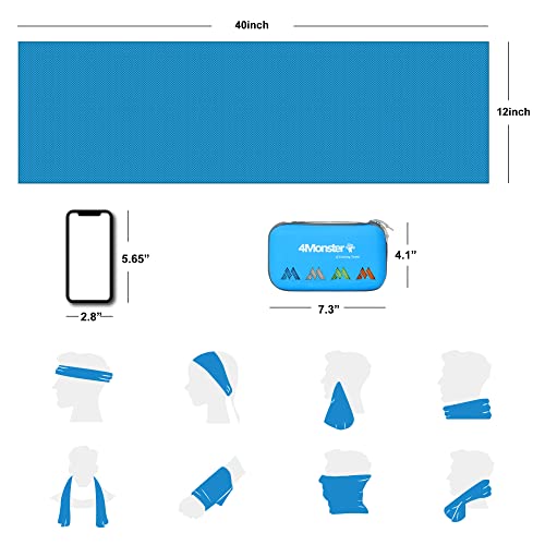 4Monster Cooling Towel for Neck and Face,Microfiber Cold Towel for Hot Weather,Quick Dry Ice Chilly Towel Cooling Rags for Neck Stay Cold for Gym,Yoga,Sport,Running,Camping,Fitness(40 x 12 inches)