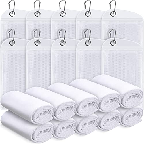 20 Pcs Cooling Towel 40" x 12" Ice Towel for Neck and Face Microfiber Chilly with Bag Breathable Yoga Gym Stay Cool Towels Sweat Rag for Workout Running Camping Pilates Beach Accessories (White)