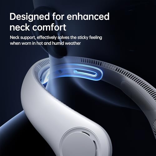 JISULIFE Portable Neck Fan Upgraded: Neckbrace Hands-Free, 5-Speed 5000 mAh | 16.5H Max Runtime, Personal Wearable Bladeless Rechargeable Fan for Outdoor/Travel/Concerts, Gifts for Women Men - Foggy Grey