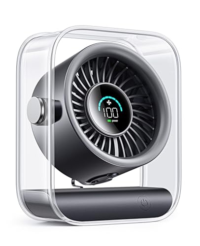 DIGIX Portable Desk Fan for Bedroom, 100 Speeds, 90° Rotation, Rechargeable | Quiet Turbo Table Fan with LED Display. Portable USB Personal Cooling Fan for Office, Home, Travel & Camping