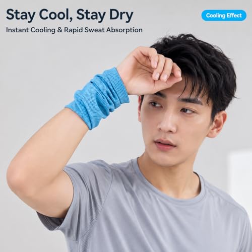 Cupro Cooling Wristband, Wrist for Hot Flashes & Menopause, Ice Wristband for Athletes, 20x30cm Blue