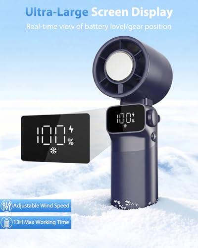Ouddy Mode Hand Held Fan Rechargeable, Ice Cooling Travel Portable Fan | Up to 13Hrs Foldable Pocket Handheld Turbo Fans for Travel, Camping, Hiking, Beach, Office, Outdoor