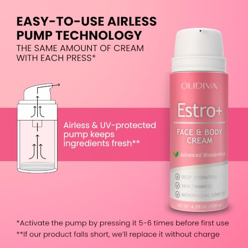 Estro+ Face Cream for Woman | Bioidentical Hormone Support & Synthetic Estriol Free Skin Hydration | For PMS & Menopausal Comfort & Skin Firmness – 4.23 oz (3 Month Supply)