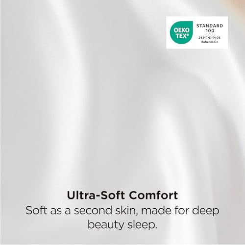 Bedsure Satin Pillowcases Queen Set of 2, Similar to Silk Pillow Case White