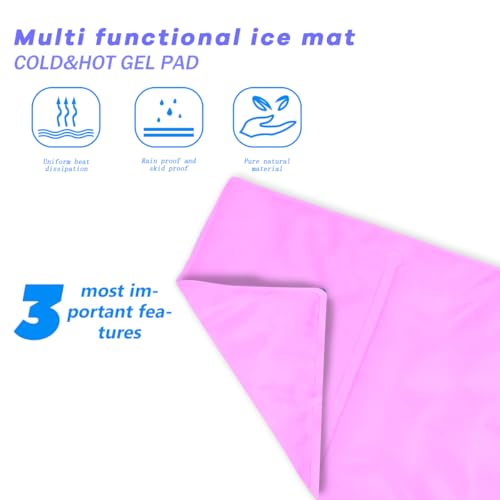 Reusable Gel Ice Pack, Pillow Cooling Pad for Night Sweats, Migraines, Fever, Hot Flashes, Injuries, Cold Compress Pillow Cooling Pad for Kids, Adults and Pets (Pink)
