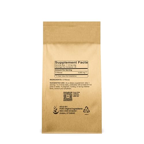 Pure Original Ingredients, D-Ribose Powder, 8oz