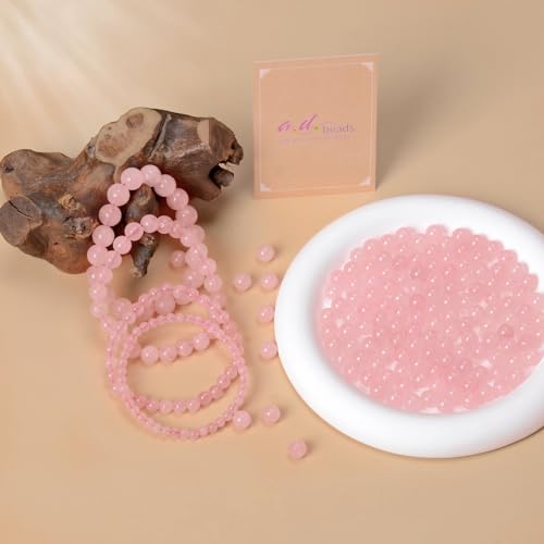 AD Beads Handmade Gemstone Stretch Elastic Bracelet Crystal Healing Reiki Nature's Beauty and Spiritual Essence Unisex (10mm, Rose Quartz)