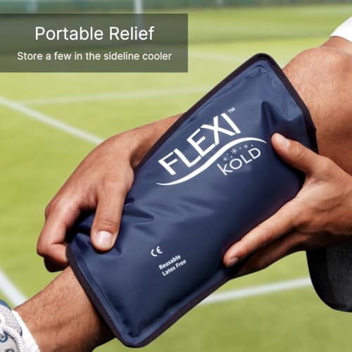 FlexiKold Gel Soft Flexible Ice Packs for Injuries - Reusable Freezer Cold Pack, Cold Compress & Cooling Gel Pad for Face, Shoulder, Hip, Leg, Arm, Ankle & Foot Injury - Medium - 7.5” x 11”
