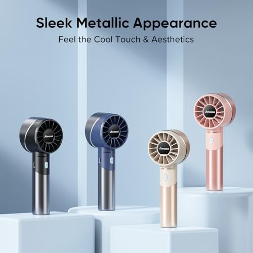 AMACOOL Portable Handheld Turbo Fan, Rechargeable Battery Personal Fan | Gifts for Mom Her Women Girl, Cool Metal Body, Mini Pocket Fans for Camping Outdoor Makeup Travel Essentials