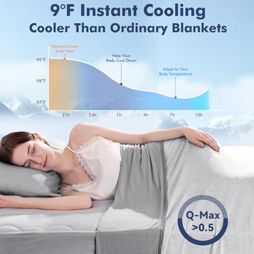 Elegear Double-Sided Arc-Chill® 3.0 Cooling Blanket for Hot Sleepers, Twin | Q-Max>0.5 Cooling Fabric, Absorbs Heat to Keep Body Cool, Lightweight Summer Blankets for Night Sweats & Menopause, 59"x79"
