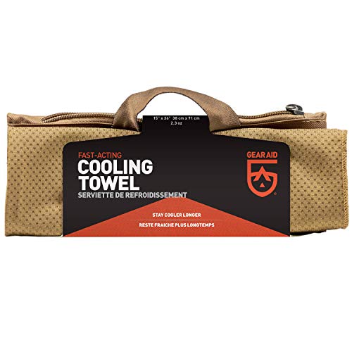 GEAR AID Fast Acting Cooling Towel for Fitness, Sports and Outdoors, 15”x36”, Coyote