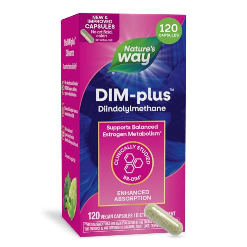 Nature's Way DIM-Plus DIM Supplement, BR-Diindolylmethane 100 mg, 120 ct | Supports Balanced Estrogen Metabolism, Prostate Function, and Premenstrual Breast Comfort*, 120 Vegan Capsules