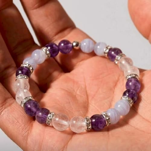 Menopause Bracelet for Women, Natural Crystal Elastic Bracelets Hot Flashes & Anxiety Relief Calming Balance Menopause's Support Jewelry Gift With Card