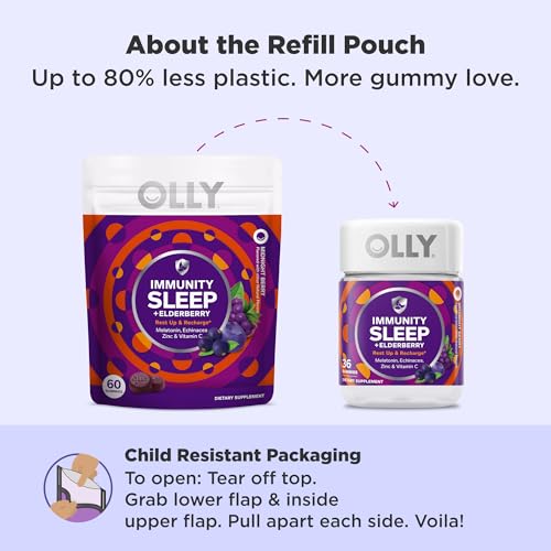 OLLY Immunity Sleep + Elderberry Gummies, Immune & Sleep Support*- 60 Count