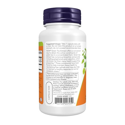 NOW Supplements, Green Tea Extract 400 mg with Vitamin C, 100 Veg Caps