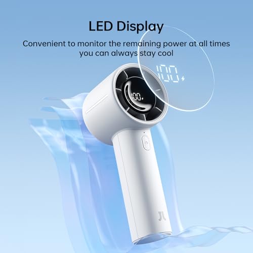 JISULIFE Handheld Turbo Fan Life10S, 28H Max Runtime, Strong Wind, Gray | For Travel, Beach & Concerts, Ultra-Quiet, 5000mAh Rechargeable Portable Fan, Powerful Cool Airflow, Gift for Women & Men