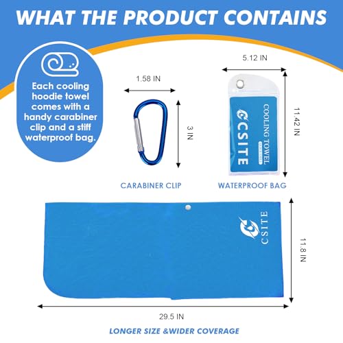 CSITE Cooling Hoodie Towels, Instant Cooling Towels for Neck and Face, UPF 50 Sun Protection, Ice Towel for Hot Weather, Head Towel for Sports, Camping, Cycling & More Activities