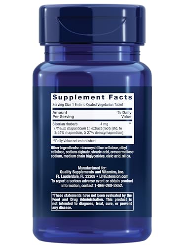 Life Extension Menopause Relief – Siberian Rhubarb, Menopause Supplement for Women, Ease hot Flashes, Mood Swings, Night Sweats Relief, Hormone-Free, Gluten-Free, Non-GMO, Vegetarian, 30 Tablets