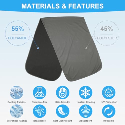 6 Pack Cooling Towels (40"x12") for Neck and Face, Cooling Neck Wraps, Cool Towel for Hot Weather, Ice Towel, Soft Breathable Chilly Towel for Workout, Camping, Yoga, Running